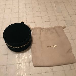 Ana Luisa Green Velvet Small Round Jewelry Traveling Keepsake Box